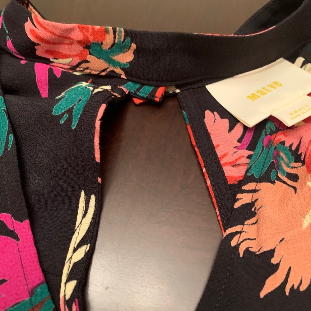 - Anthropologie Maeve Black Floral Blouse Size S - Picture 4 of 5